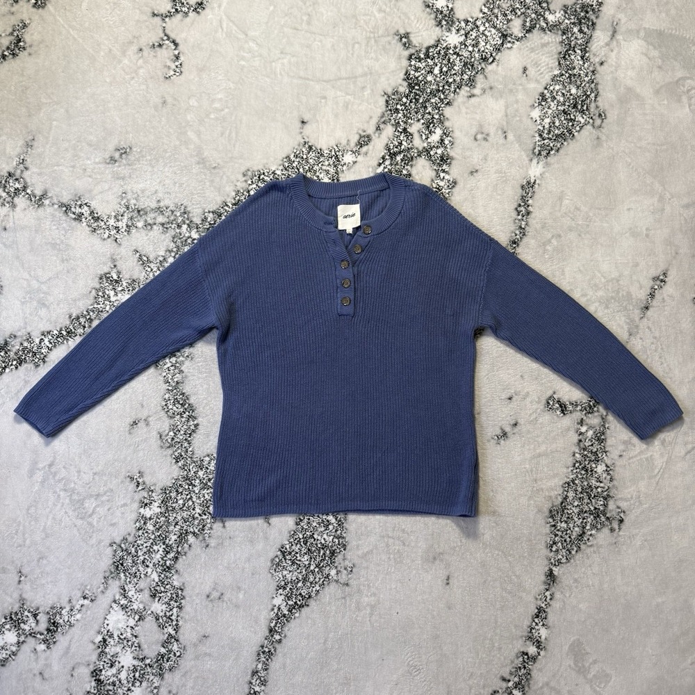 Aerie Sweater Womens Size Small Blue Cornflower Knit Oversized Tunic Boyfriend